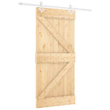 Porta Scorrevole con Set Hardware 90x210 cm Legno Massello Pino