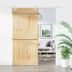 Porta Scorrevole con Set Hardware 95x210 cm Legno Massello Pino