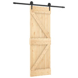 Porta Scorrevole con Set Hardware 70x210 cm Legno Massello Pino