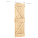 Porta Scorrevole con Set Hardware 70x210 cm Legno Massello Pino