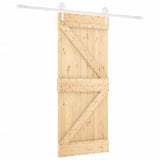 Porta Scorrevole con Set Hardware 80x210 cm Legno Massello Pino