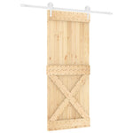 Porta Scorrevole con Set Hardware 90x210 cm Legno Massello Pino