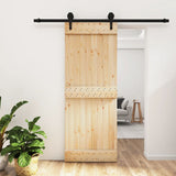 Porta Scorrevole con Set Hardware 80x210 cm Legno Massello Pino