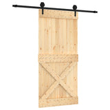 Porta Scorrevole con Set Hardware 95x210 cm Legno Massello Pino