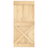 Porta Scorrevole con Set Hardware 95x210 cm Legno Massello Pino