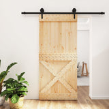 Porta Scorrevole con Set Hardware 95x210 cm Legno Massello Pino