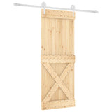 Porta Scorrevole con Set Hardware 90x210 cm Legno Massello Pino
