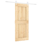 Porta Scorrevole con Set Hardware 85x210 cm Legno Massello Pino