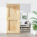 Porta Scorrevole con Set Hardware 95x210 cm Legno Massello Pino