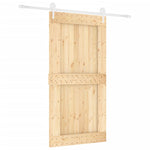 Porta Scorrevole con Set Hardware 100x210cm Legno Massello Pino