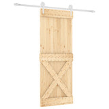 Porta Scorrevole con Set Hardware 80x210 cm Legno Massello Pino