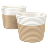 Cestini Portaoggetti 2pz Beige e Bianco 24x18 cm in Cotone