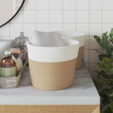 Cestini Portaoggetti 2pz Beige e Bianco 24x18 cm in Cotone