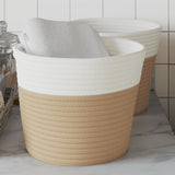 Cestini Portaoggetti 2pz Beige e Bianco 24x18 cm in Cotone