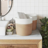 Cestini Portaoggetti 2pz Marrone e Bianco 28x28 cm in Cotone