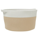 Cestino Portaoggetti Beige e Bianco 40x25 cm in Cotone