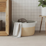Cestino Portaoggetti Beige e Bianco 40x25 cm in Cotone