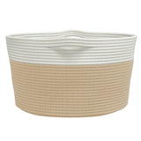 Cestino Portaoggetti Beige e Bianco 40x25 cm in Cotone