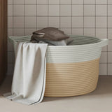 Cestino Portaoggetti Beige e Bianco 40x25 cm in Cotone