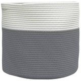 Cestino Portaoggetti Grigio e Bianco 40x35 cm in Cotone
