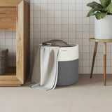 Cestino Portaoggetti Grigio e Bianco 40x35 cm in Cotone