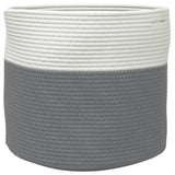 Cestino Portaoggetti Grigio e Bianco 40x35 cm in Cotone