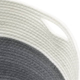 Cestino Portaoggetti Grigio e Bianco 40x35 cm in Cotone