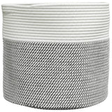 Cestino Portaoggetti Grigio e Bianco 40x35 cm in Cotone