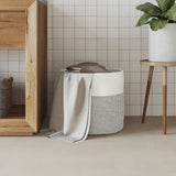 Cestino Portaoggetti Grigio e Bianco 40x35 cm in Cotone