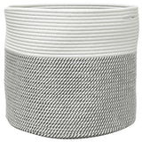 Cestino Portaoggetti Grigio e Bianco 40x35 cm in Cotone