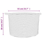 Cesto per Biancheria Beige e Bianco 55x36 cm in Cotone