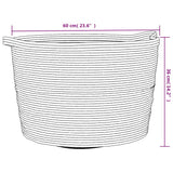 Cesto per Biancheria Beige e Bianco 60x36 cm in Cotone