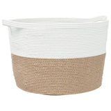 Cesto per Biancheria Marrone e Bianco 60x36 cm in Cotone