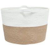 Cesto per Biancheria Marrone e Bianco 60x36 cm in Cotone