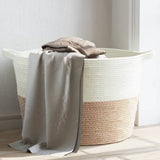 Cesto per Biancheria Marrone e Bianco 60x36 cm in Cotone