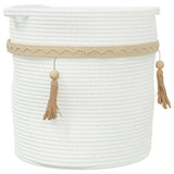 Cestino Portaoggetti Bianco 38x36 cm in Cotone
