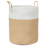 Cestino Portaoggetti Beige e Bianco 38x46 cm in Cotone