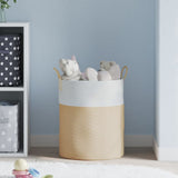 Cestino Portaoggetti Beige e Bianco 38x46 cm in Cotone
