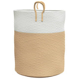 Cestino Portaoggetti Beige e Bianco 38x46 cm in Cotone