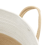 Cestino Portaoggetti Beige e Bianco 38x46 cm in Cotone
