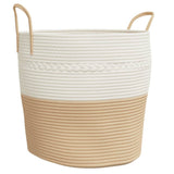 Cestino Portaoggetti Beige e Bianco 43x38 cm in Cotone