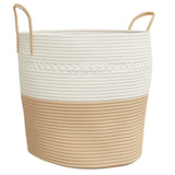 Cestino Portaoggetti Beige e Bianco 43x38 cm in Cotone