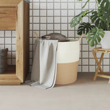 Cestino Portaoggetti Beige e Bianco 43x38 cm in Cotone