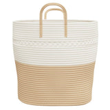 Cestino Portaoggetti Beige e Bianco 43x38 cm in Cotone