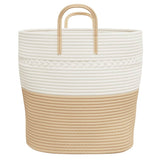Cestino Portaoggetti Beige e Bianco 43x38 cm in Cotone