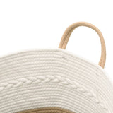 Cestino Portaoggetti Beige e Bianco 43x38 cm in Cotone