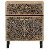 Comodino 50x33x60 cm in Legno Massello di Mango