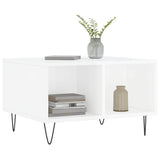 Tavolino Salotto Bianco Lucido 60x50x36,5 cm Legno truciolato