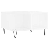 Tavolino Salotto Bianco Lucido 60x50x36,5 cm Legno truciolato
