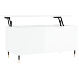 Tavolino Salotto Bianco Lucido 90x44,5x45 cm Legno truciolato